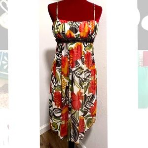 City Triangles Sz S Floral Overlay Sleeveless Beaded Empire Waist Dress